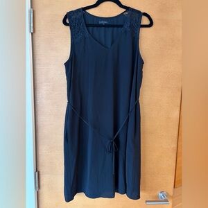 RW&Co Sleeveless V-Neck Black Dress with Lace Shoulders